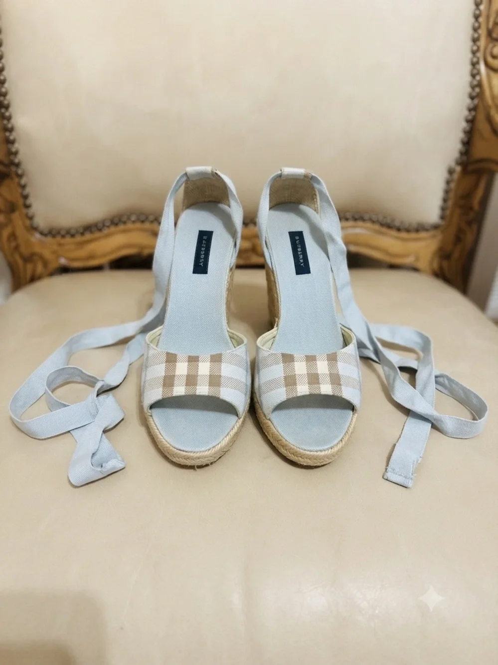 Burberry Blue Nova Check Espadrille Sandals Size 41